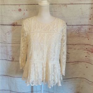 Anthropologie Two Tone Lace Blouse Size 12
